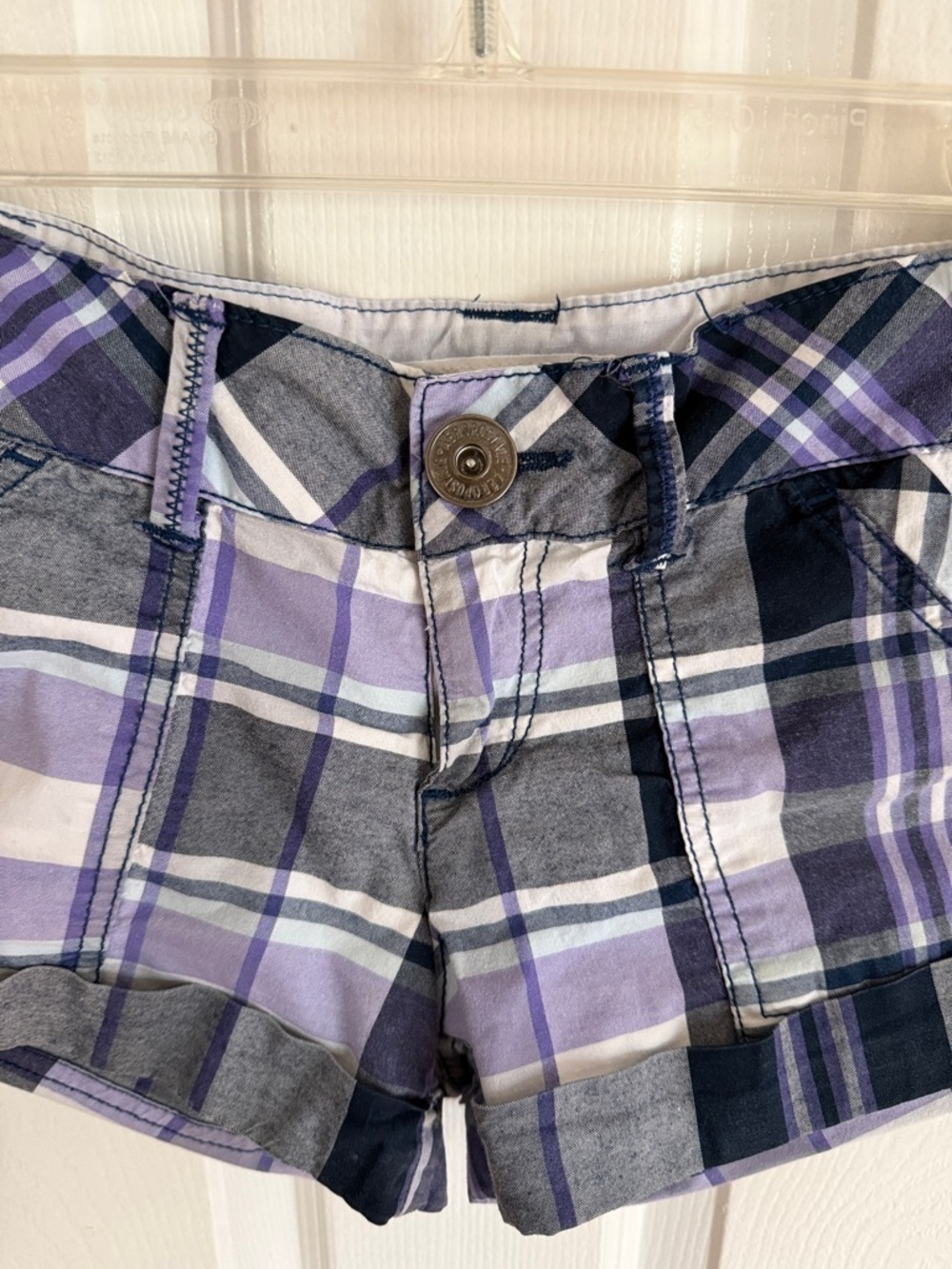 Aeropostale Purple Plaid Women’s Shorts 3/4